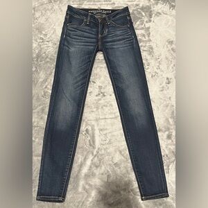 American Eagle Outfitters Dark Blue Super Stretch Skinny Jeans SuperLow Jegging